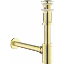 Siphon-Set mit Ab- und Überlauf für Waschbecken aus gebürstetem Goldmessing, universelles Design, geruchshemmend, VHV