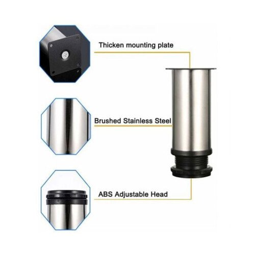 4er Set verstellbare Möbelfüße aus Edelstahl 120 mm VHV 2
