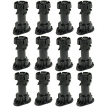 12er-Set verstellbare Kunststoff-Möbelfüße mit Clip-Sockel, Höhe 120-150 mm, VHV