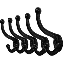 Wandhaken aus Gusseisen, großer Haken, Metallhaken, Wandhaken, 5er Set, schwarz, VHV