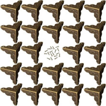24 Stück Eckstreben in Antik-Bronze, dekorative Eckstreben aus Metalllegierung für Möbel, mit 96 Stück VHV-Bronzenägeln