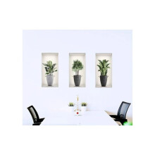 3Pcs 3D Pflanze Wandaufkleber abnehmbare Art Deco Dekor für Office Home Wohnzimmer Schlafzimmer VHV