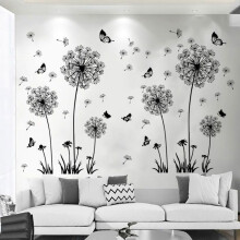 Schwarze Pusteblumen Wandaufkleber für Wanddekoration XXL große Pusteblume Pflanzenaufkleber VHV