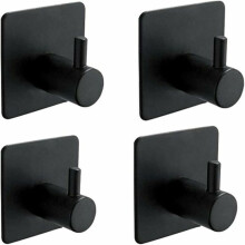 4 Edelstahl Wandhaken zum Kleben für Bad und Küche ohne Bohren schwarz VHV