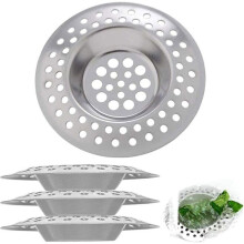 4er Set Abflusssiebe aus Edelstahl für Küche und Bad, Maße 70 x 50 x 7 mm, VHV