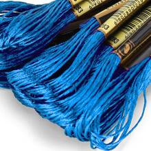 24 Stück Glänzendes Blaues Kreuzstich-Garn, 8m Handgefertigte Sticktwist
