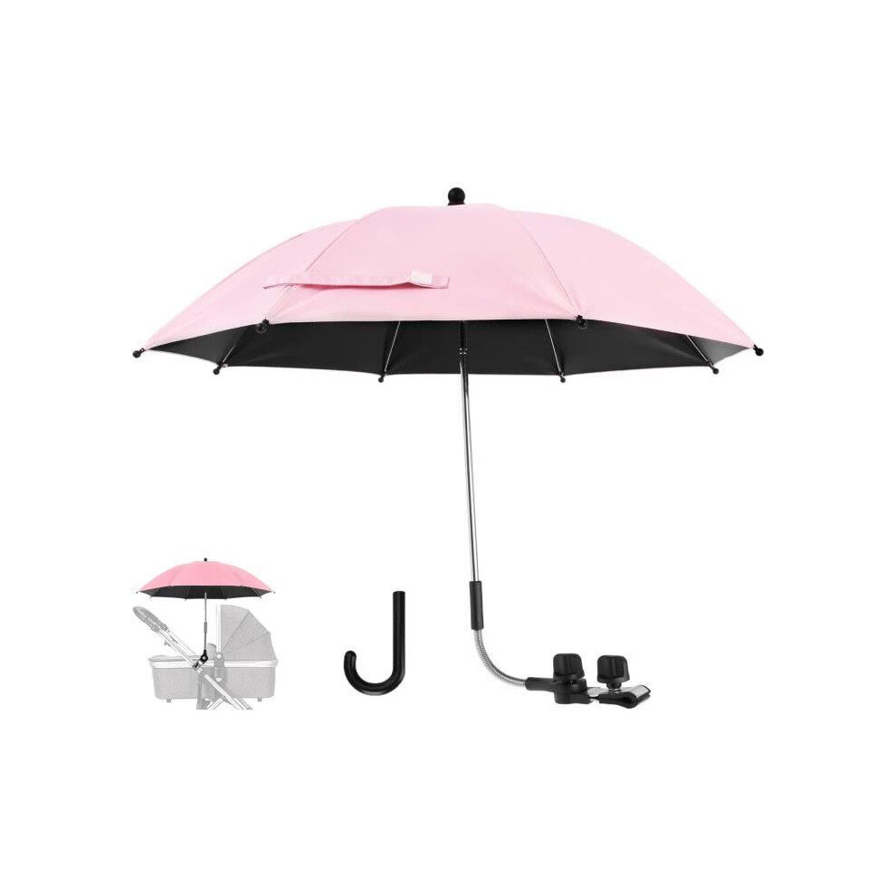 Universal-Regenschirm für Kinderwagen und Buggy, UV-Schutz 50+, Durchmesser 85 cm, mit Schirmgriff - Rosa
