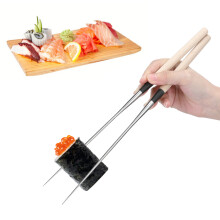 Stainless Steel Chopsticks Japanese Sushi Chopstick with Wood Handle Kitchen AccessoryL Size