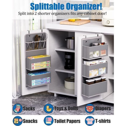 Tür-Organizer mit 6 Ablagen, Hängeaufbewahrung, Wand- oder Türregal für Schlafzimmer oder Büro, Grau 2