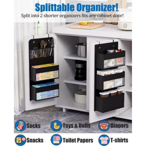 Tür-Organizer mit 6 Ablagen, Hängeaufbewahrung, Wand- oder Hängeregal für Schlafzimmer oder Büro, Schwarz 2