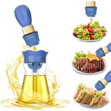 200 ml Öler mit Pinsel, 2 in 1, mit Silikonbürste, für Küche, Grill, Salat, Blau