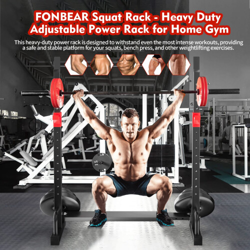 Bench Press 550 LBS Max Load Adjustable Squat Rack 1