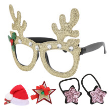 Christmas Glitter Party Glasses Christmas Decoration Costume Eyeglasses Party Glasses FrameGold