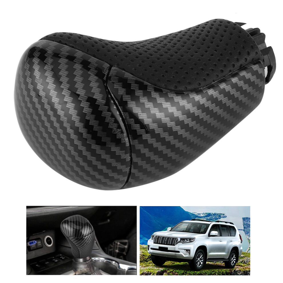 Leather Carbon Fiber Gear Shifter Shift Knob Perforated Fit For Highlander/Tacoma/Land Cruiser Prado 8451323477123