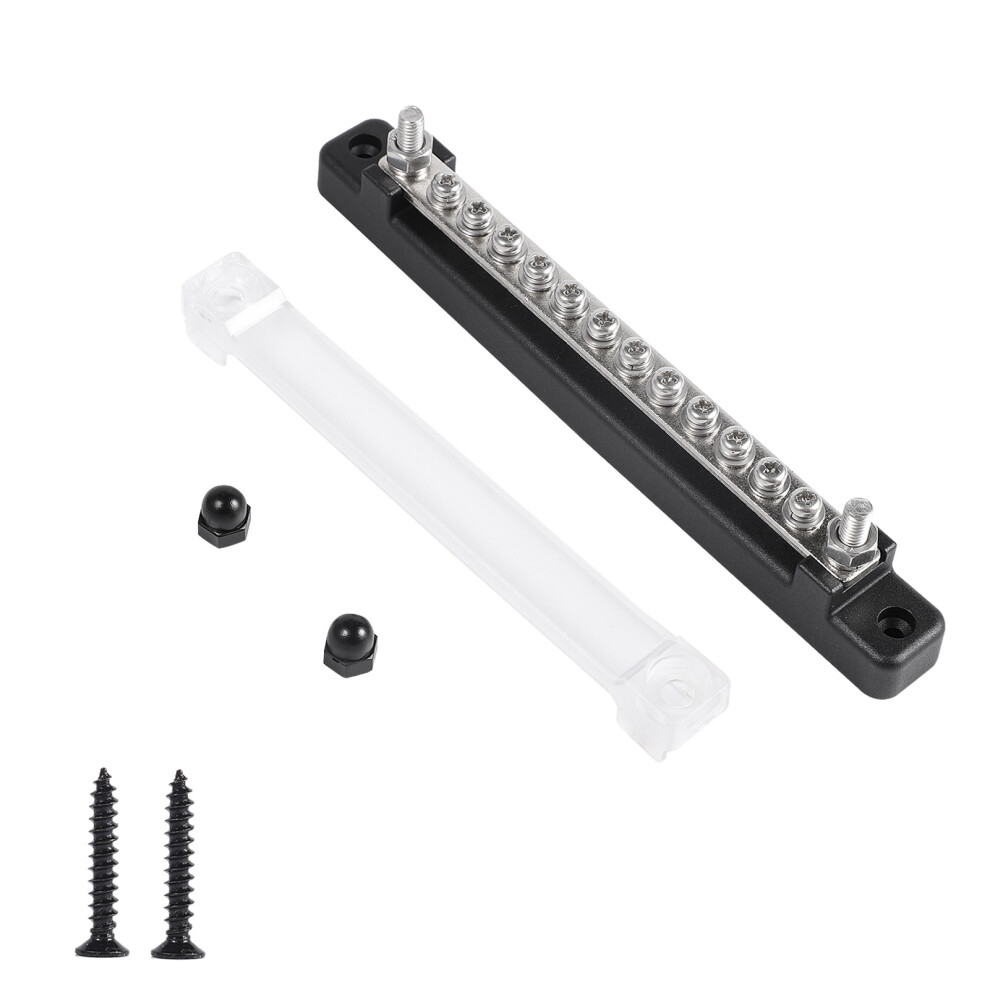 12 Terminal 130A/150A Busbar Block & Cover For Car Boat Marine Power Distribution Terminal Block M4/12 Screws + M6/2 Studs 4151323478970