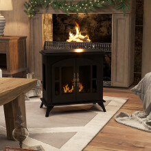 HOMCOM Ethanol Fireplace Stove Freestanding Bioethanol Fire w/ 0.9L Tank Black