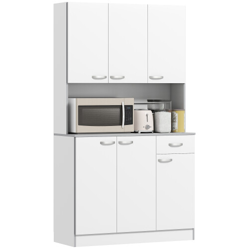 Homcom HOMCOM Freestanding Kitchen Cupboard, Storage Cabinet with Doors White 2