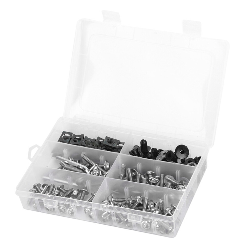 173Pcs Motorcycle Fairing Bolts Kit Windscreen Bodywork Screws Nuts Hardwares For Motorbikesilver 4381323480226