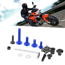 173-teiliges Motorradverkleidungsschrauben-Set Blau ABS-Aluminium Schrauben & Muttern