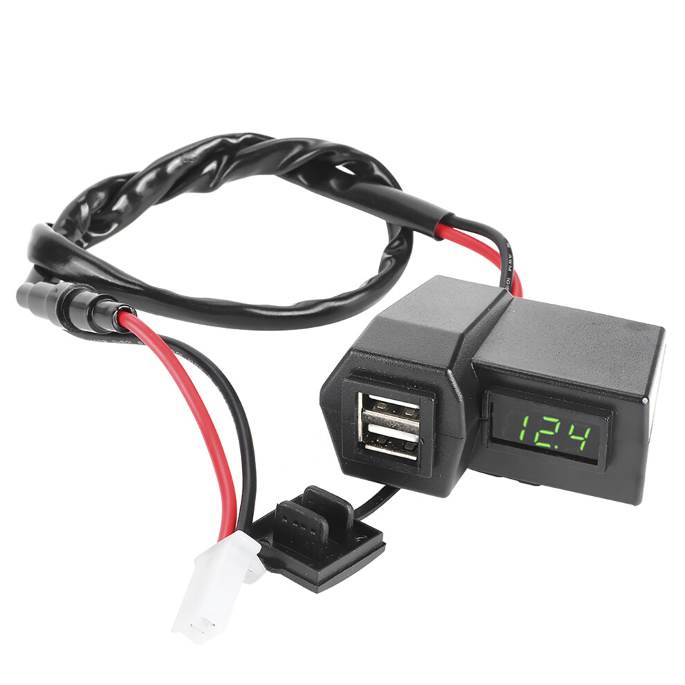 Universal Motorcycle Dual Usb Charger Socket Adapter With Voltmeter Displaygreen 6921323479745