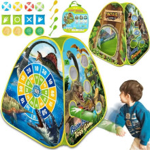 Dinosaurierzelt für Kinder, für drinnen und draußen, Pop-up-Zelt mit Sitzsack-Wurf- und Dartspiel für Jungen und Mädchen