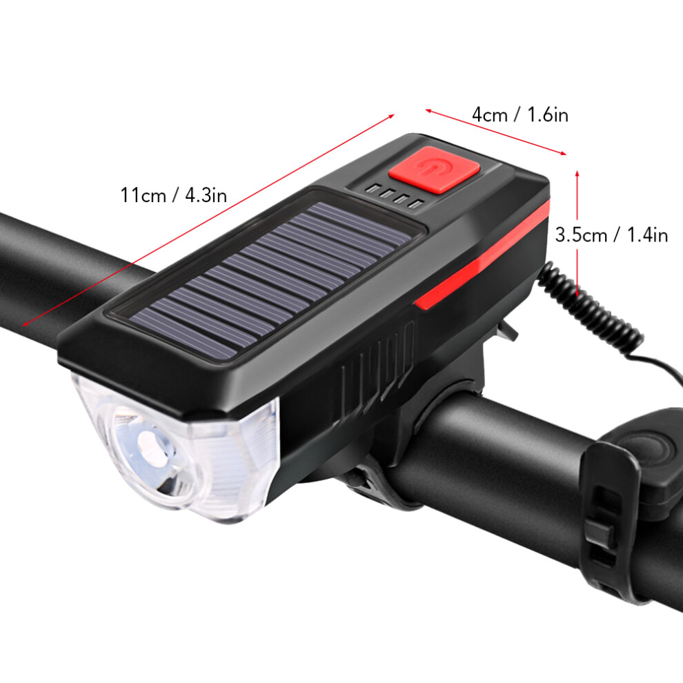 Solar / USB Charging Bike Light Bicycle Bell Horn Lamp Bike Flashlight Bike Front Light USB / Solar-charged Rechargeable Waterproof Cycle H