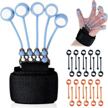 Fingerstreckungstrainer, 3 elastische Fingerwiderstandsbänder, Griffverstärker, Handkrafttraining