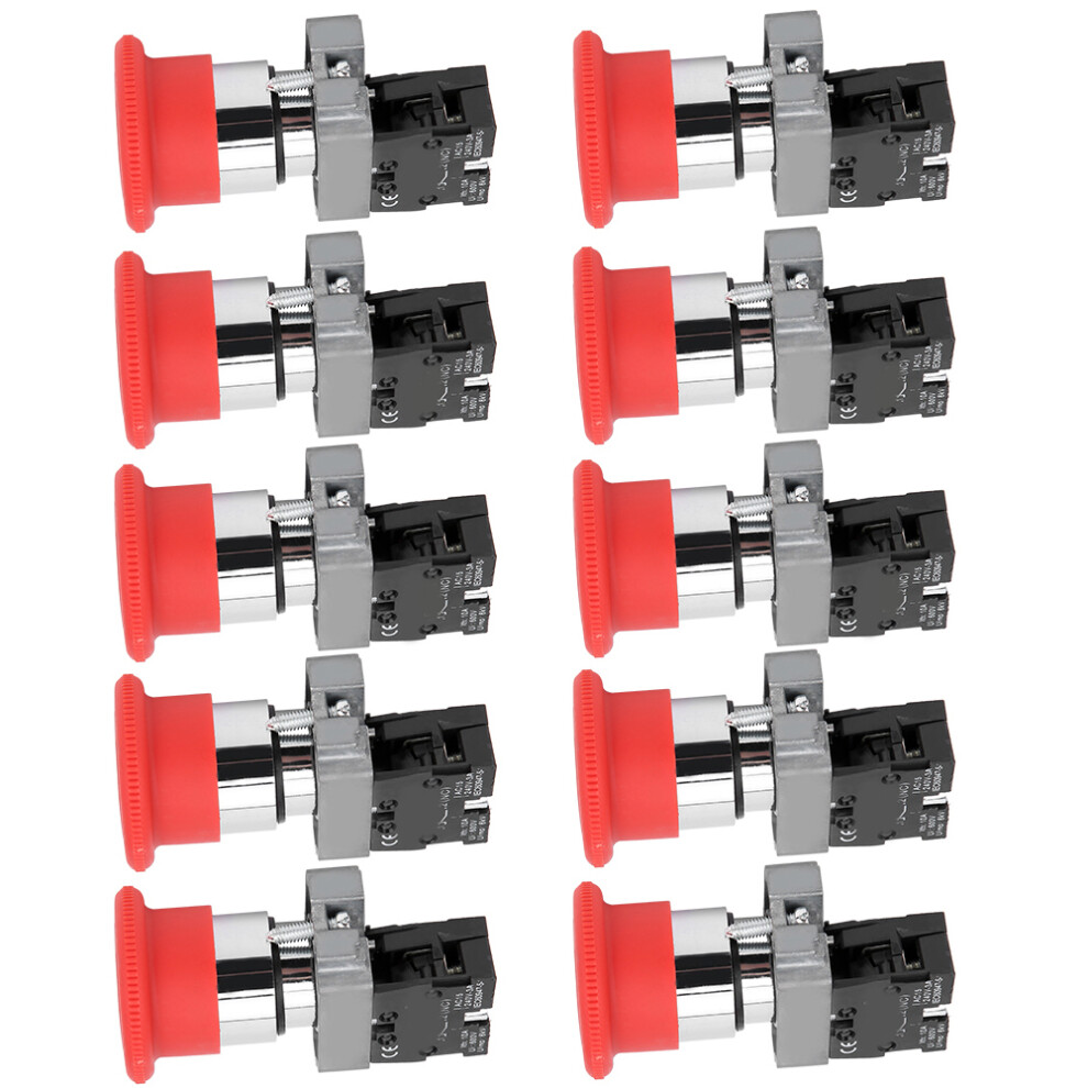 10Pcs Berm@ Button Switch Emergency Stop Equipment Alloy Silver Contacts Bemxb201zs 240V 3191323483148