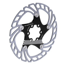 180mm Floating Disc Six Bolts Bicycle Mountain Bike Brake Disc Cycling Accessory(blacksilver )