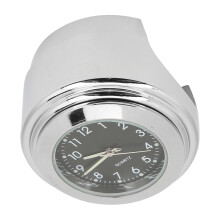 Waterproof Motorcycle Clock Chrome Plating Bike Dial Watch for 7/8in‑1in HandlesBlack Dial