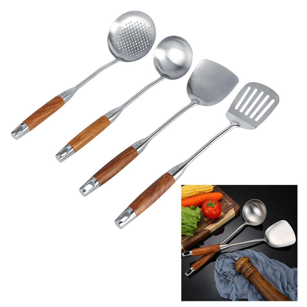 4Pcs/Set 304 Stainless Steel Rosewood Cooking Utensils Cookware Set Kitchen Tool-image-OPC-PHW7JBN-NEW
