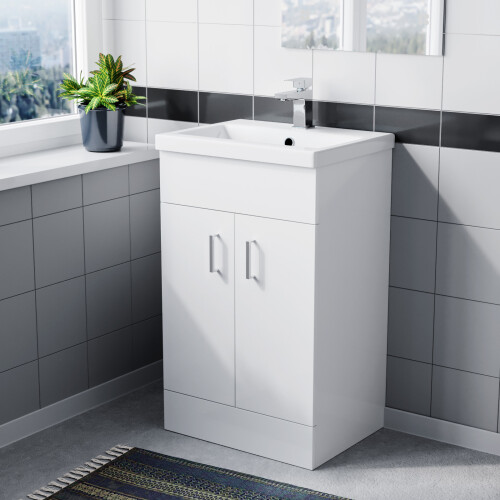 NES Home Nes Home 500mm Freestanding Basin Vanity Basin Sink and Deck Mounted Tap 1