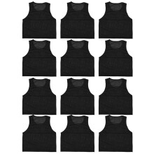 Kinder-Fußball-Übungsgeschäft, 12er Pack, Mesh, Atmungsaktiv, Leicht, Schwarz, Unisex-Größe