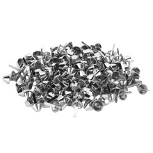 200 Stück silberne flache Fuß-Stecknadeln für Ledertaschen, 12 mm