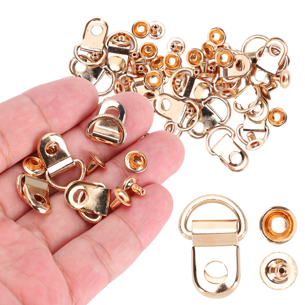 100 Set Shoelace Hook Dring Eyelet Buckle Brass Shoe Leather Bag Diy Rivet Tool Gold 9X14mm 8751323490581
