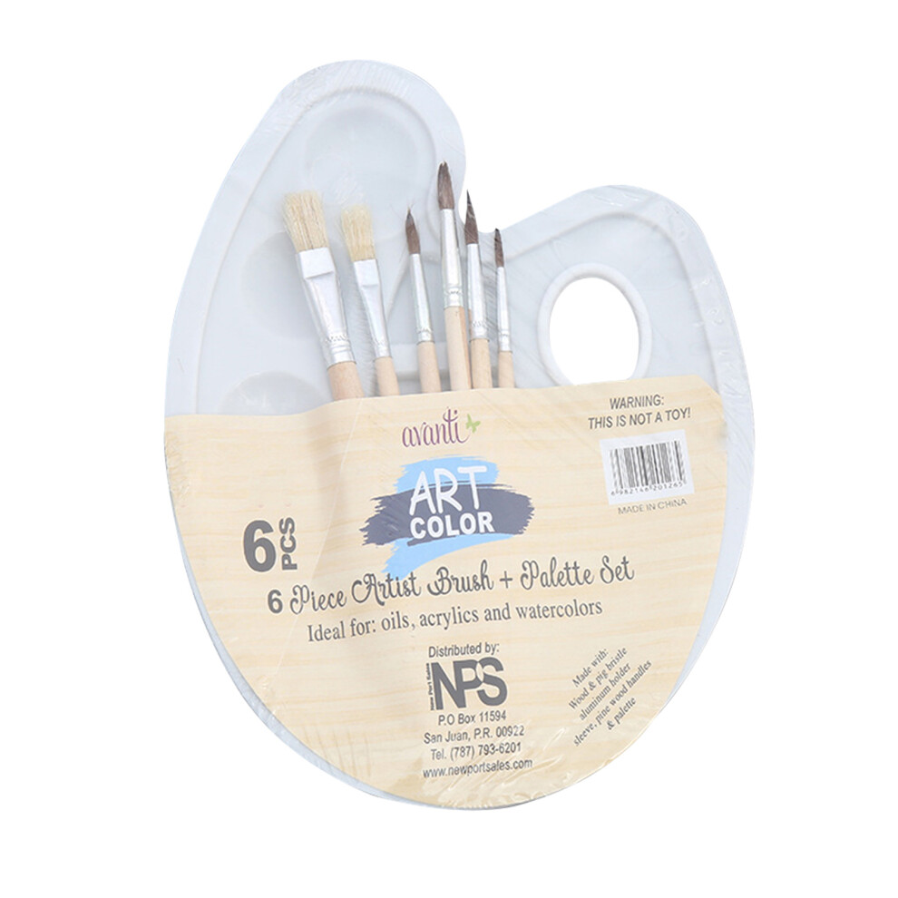 6pcs Paint Brushes and 1pc Palette Tray Set for Children Adults Watercolor Oil Acrylic Gouache Art Painting Supplies-image-OPC-PHW7K92-NEW