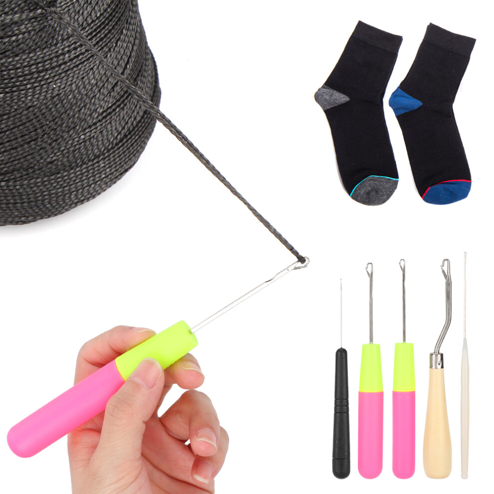 5Pcs/Set Latch Hook Tool Bent Tongue Crochet Needle Kit Diy Supplies For Knitting 6951323493373