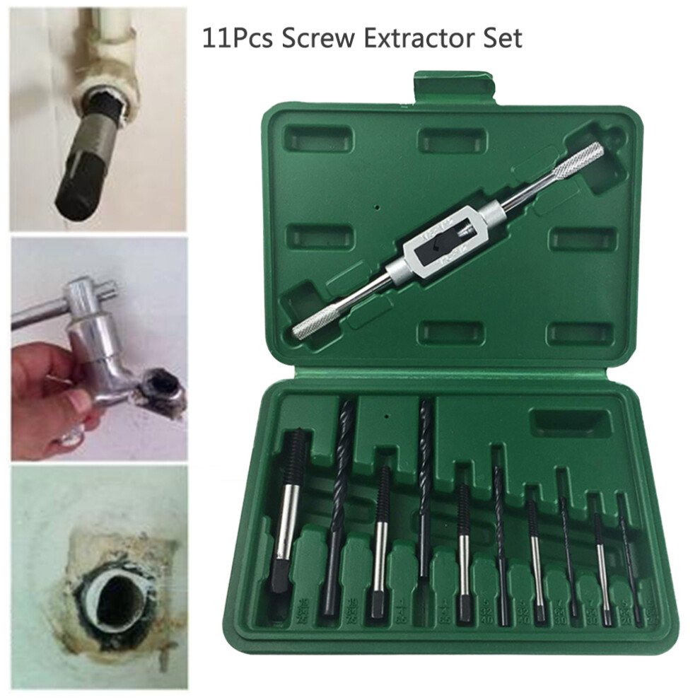 11Pcs Screw Extractor Set Broken Screw Remover Drill Guide Bits Tools 9421323493644