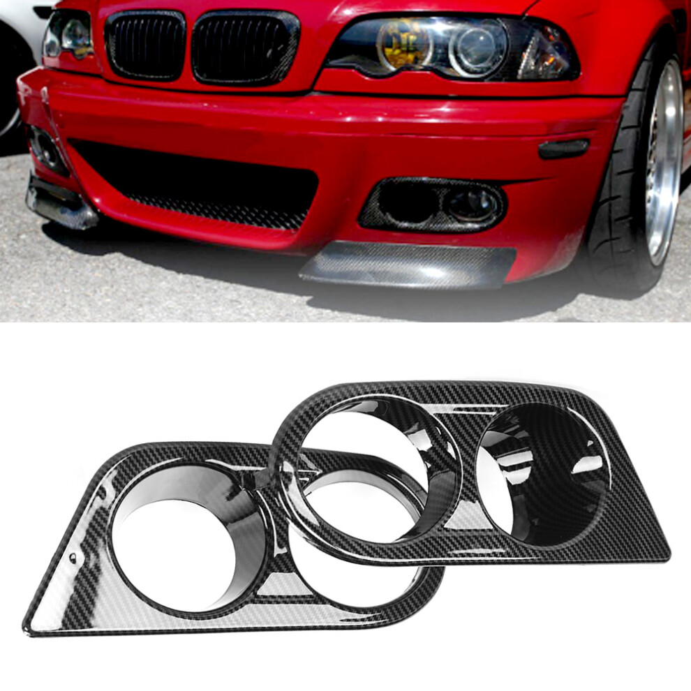 2Pcs Front Bumper Fog Cover Dual Holes Car Accessory Fit For E46 M3 2001Â2006Carbon Fiber Style Light 8091323494128