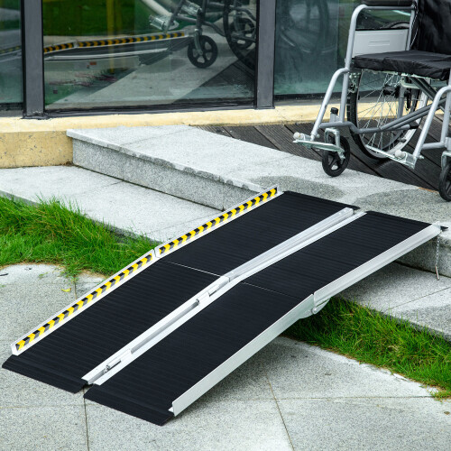 HOMCOM Folding Aluminium Wheelchair Ramp 152x73cm 272KG Capacity for Home