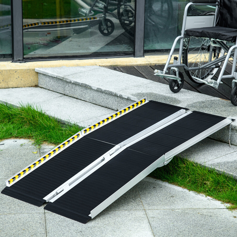 Homcom Folding Aluminium Wheelchair Ramp 152X73cm 272Kg Capacity For Home