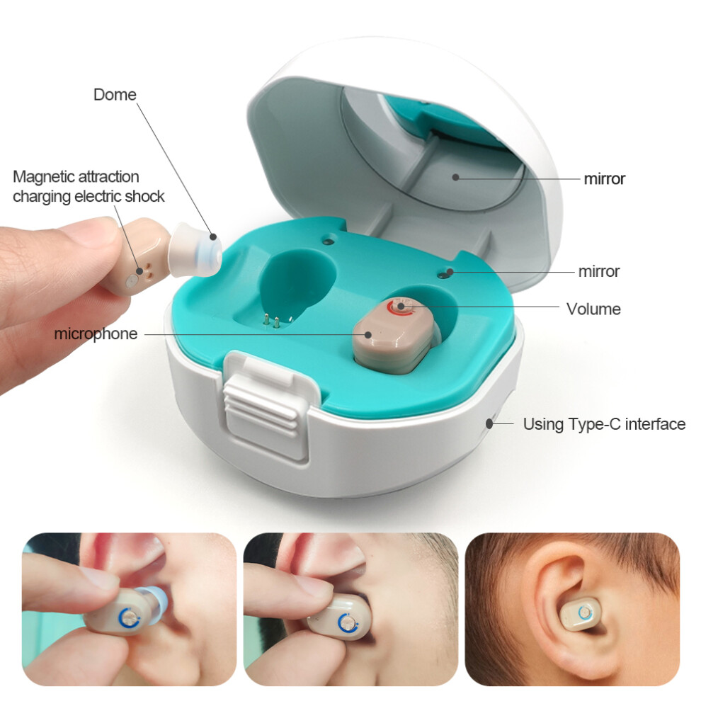 Mini Invisible Hearing-aid Sound Amplifier Volume Adjustable Ear Hearing Assistant Helper for Elderly Hearing Loss People
