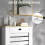 Homcom (S) HOMCOM Radiator Cover with Drawer, Horizontal Slat, White 6