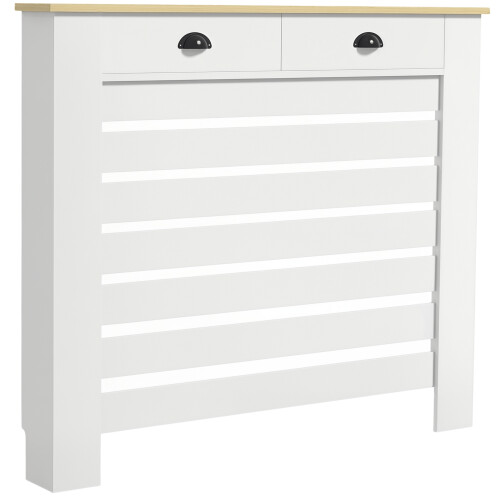 Homcom (M) HOMCOM Radiator Cover with Drawer, Horizontal Slat, White 1
