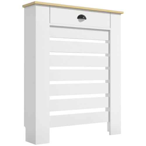 Homcom (S) HOMCOM Radiator Cover with Drawer, Horizontal Slat, White 1