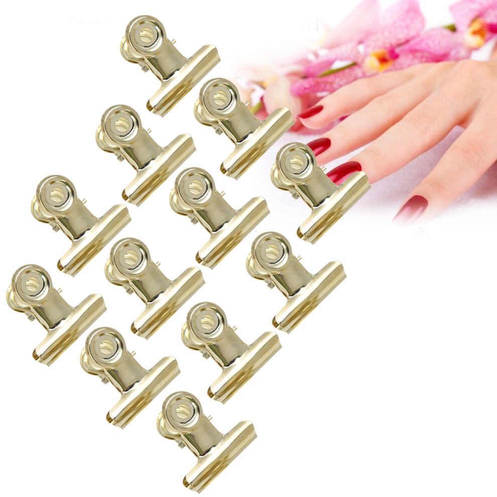 12pcs Curve C Nail Extension Clips Nail Pinching Clips File Clip Nail Art AccessoriesGold