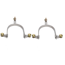 2PCS Stainless Steel Horse Spurs West Cowboy Style Compact with Brass Rowel Belt Button