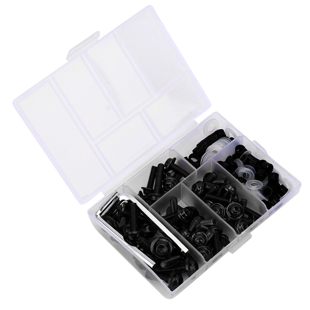 158Pcs/Set Universal Fairing Bolts Gasket Wrench Kit Motorcycle Accessoryblack 7891323513307