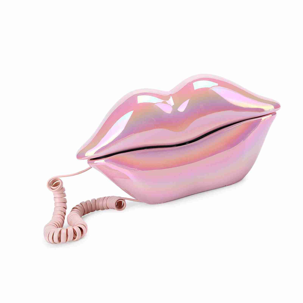 Electroplating Funny Lip Telephone Wx‑3016 Fashionable Number Storage Function Pink 3231323513282