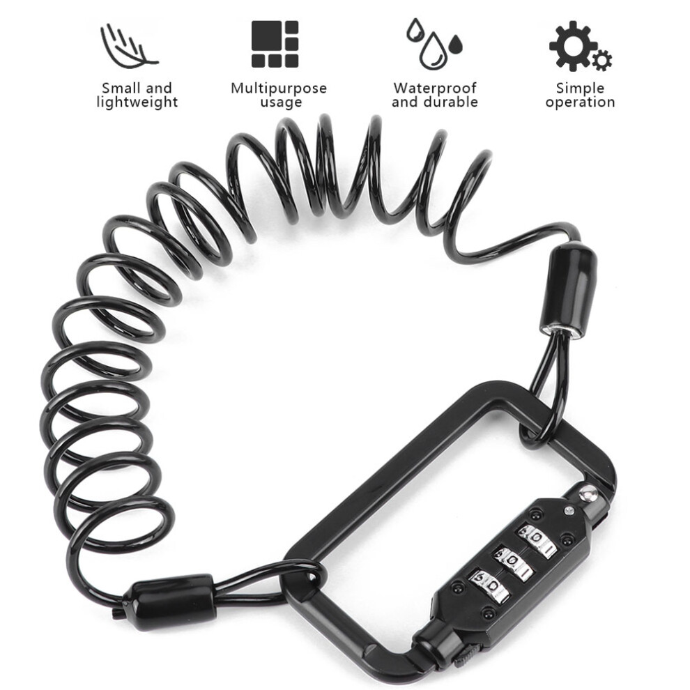 Motorcycle Scooter Bike Helmet Lock Telescopic Cable Antitheft 3 Digit Password 4321323513777